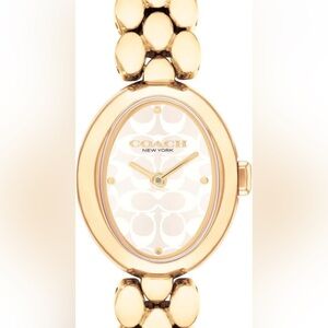 New! Coach Gold-Tone Oval Link Bracelet Watch